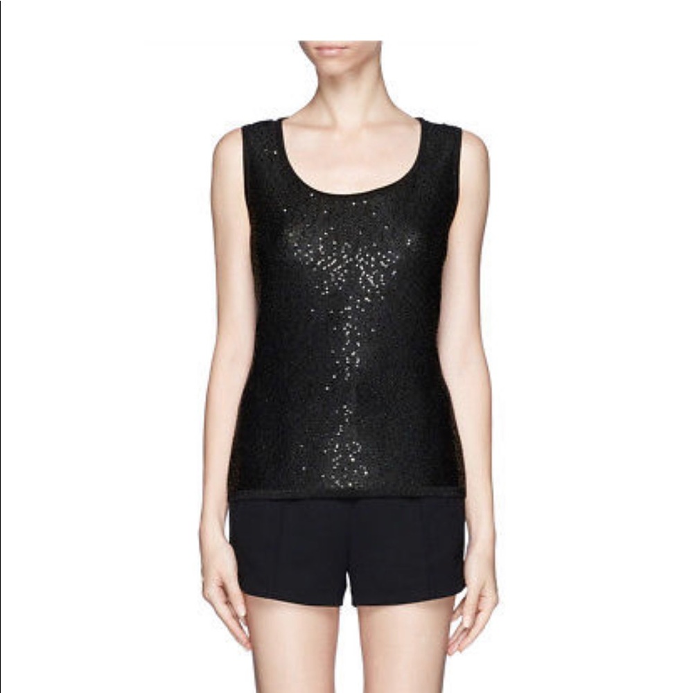 St John Caviar Scoop Neck Tank Sparkly Blouse